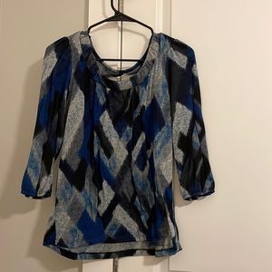 Blue And Grey Diamond Shirt w/open Back